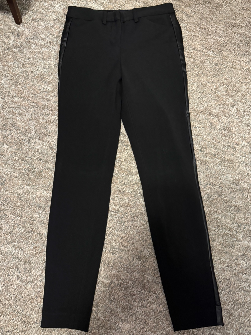 Express Black Stretch skinny mid rise trouser with faux leather trim